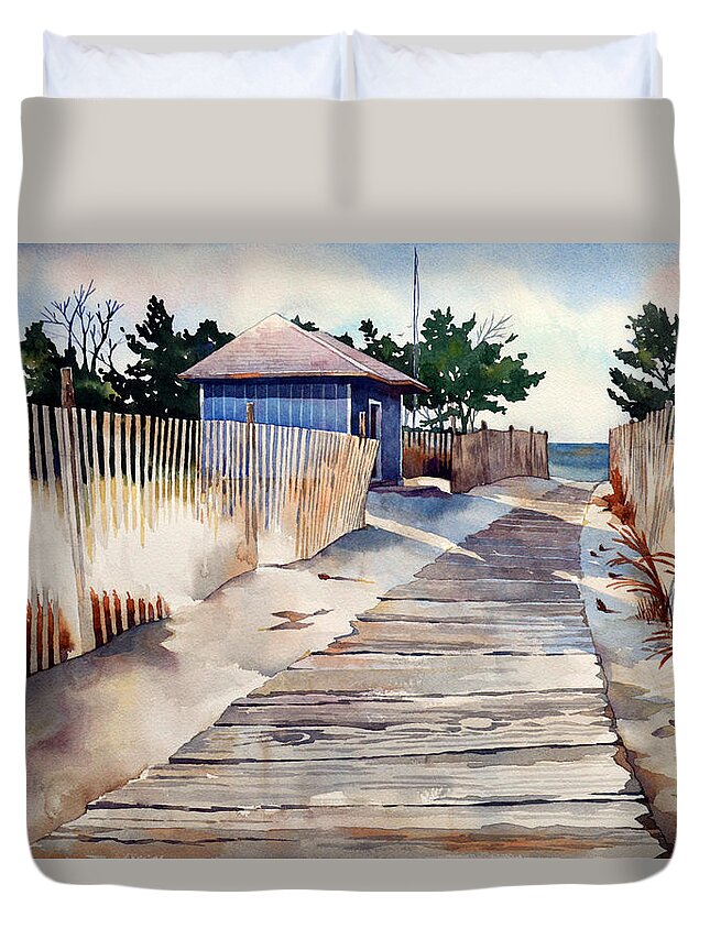 Landscape Duvet Cover featuring the painting After the Boys of Summer by Mick Williams