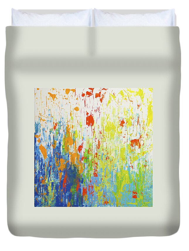 Flower Duvet Cover featuring the painting After The Rain by Linda Bailey