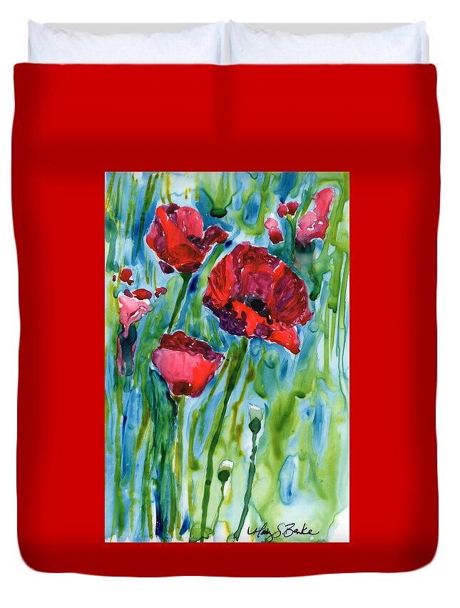 Abstract Duvet Cover featuring the painting After the Rain by Mary Benke