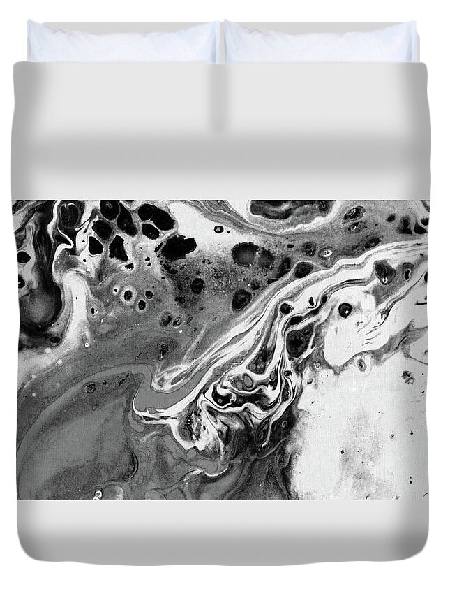 Black And White Art Painting Duvet Cover featuring the painting After The Storm - Black And White Art Painting by Modern Abstract