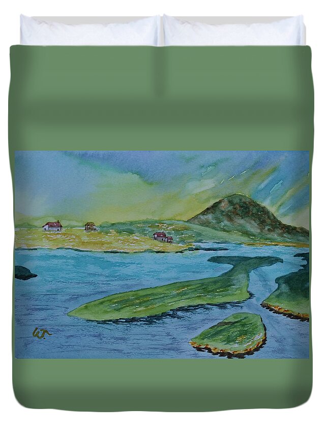 Afternoon Shore Duvet Cover featuring the painting Afternoon Shore by Warren Thompson