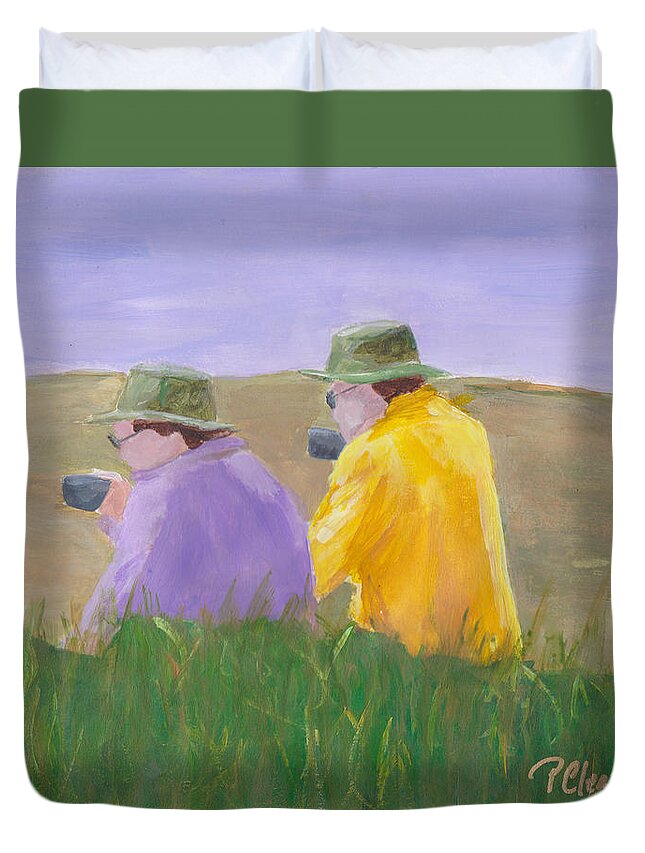 Hiking Duvet Cover featuring the painting Afternoon Tea by Patricia Cleasby