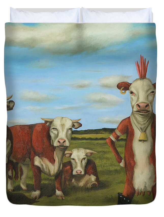 Herd Duvet Cover featuring the painting Against The Herd by Leah Saulnier The Painting Maniac