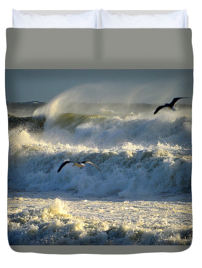 Nauset Beach Duvet Cover featuring the photograph Against The Wind - Nauset Beach by Dianne Cowen Cape Cod Photography