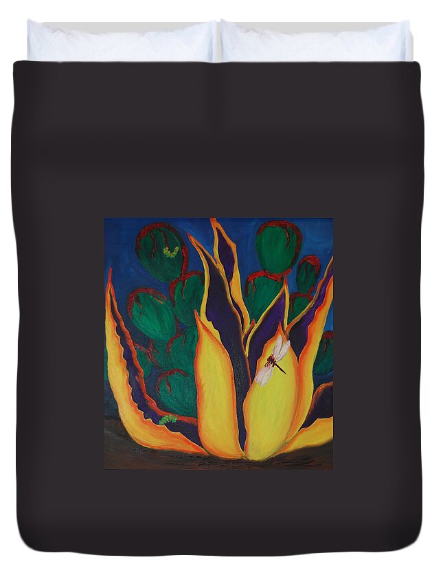 Cactus Duvet Cover featuring the painting Agave by Charla Van Vlack
