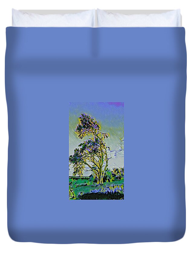 Painting Duvet Cover featuring the painting Aging Tree by Ally White