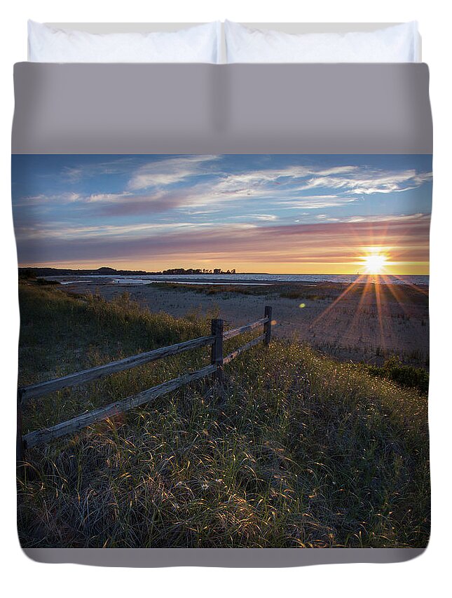 Sunset Duvet Cover featuring the photograph Aglow by Lee and Michael Beek