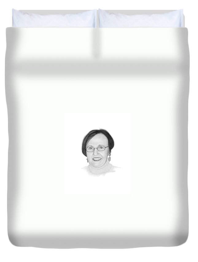 Portrait Duvet Cover featuring the drawing Agnes by Conrad Mieschke