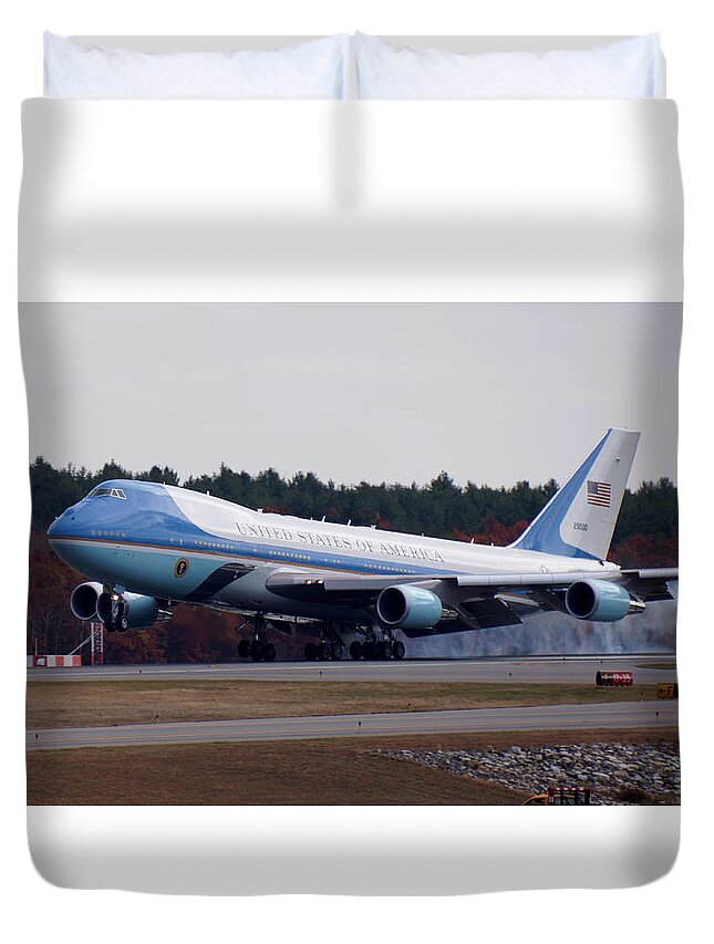 Airplane Duvet Cover featuring the photograph AirForce One by Brooke Bowdren