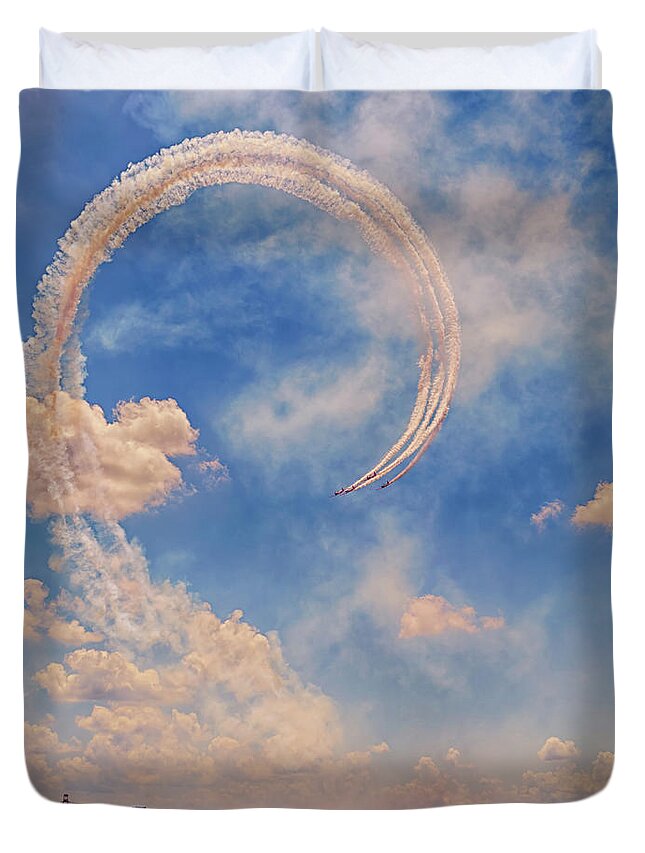 Aeroshell Duvet Cover featuring the photograph Airshow at the Lou by Susan Rissi Tregoning
