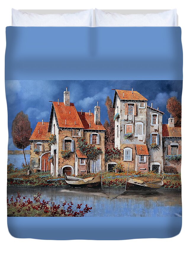 Lake Duvet Cover featuring the painting Al Lago by Guido Borelli