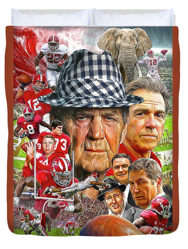 Alabama Football Duvet Cover featuring the painting Alabama Crimson Tide by Mark Spears