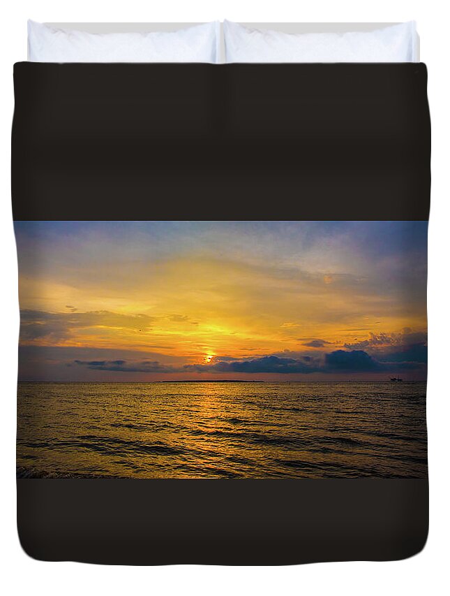 Alabama Duvet Cover featuring the photograph Alabama Sunset - Orange Reflections - Southern Beaches by James-Allen