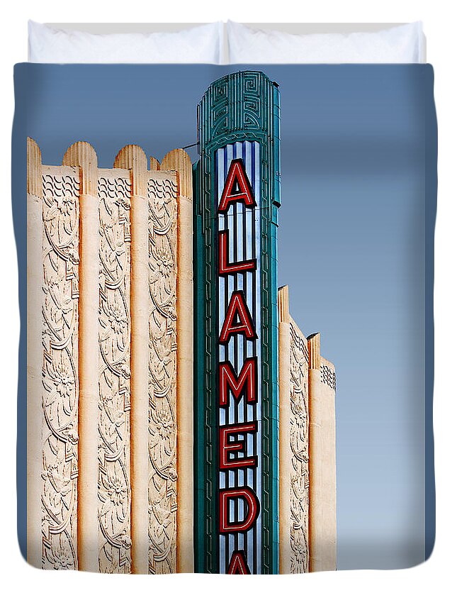 Theater Duvet Cover featuring the photograph Alameda Movie Theater . Alameda California by Wingsdomain Art and Photography