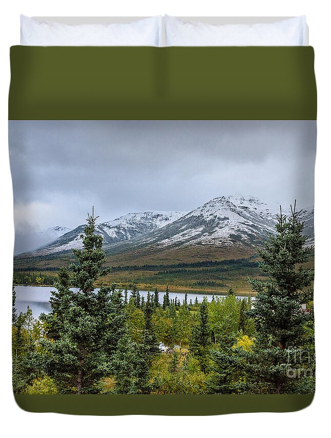 2015 Duvet Cover featuring the photograph Alaska Mountain Range View by Mary Carol Story