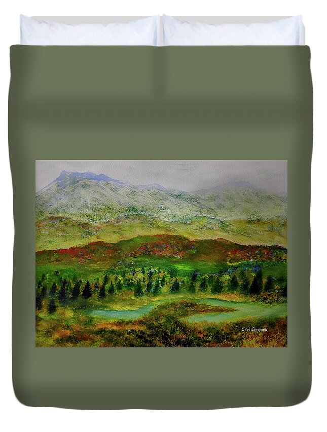 Mountains Duvet Cover featuring the painting Alaskan Autumn by Dick Bourgault