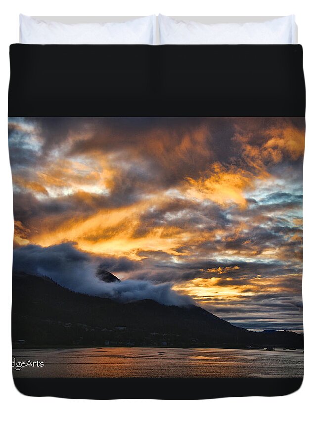 Alaska Duvet Cover featuring the photograph Alaskan Passageway Sunset by Dick Bourgault