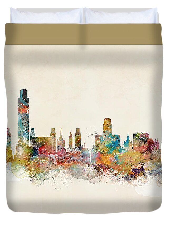 Albany New Duvet Cover featuring the painting Albany New York by Bri Buckley