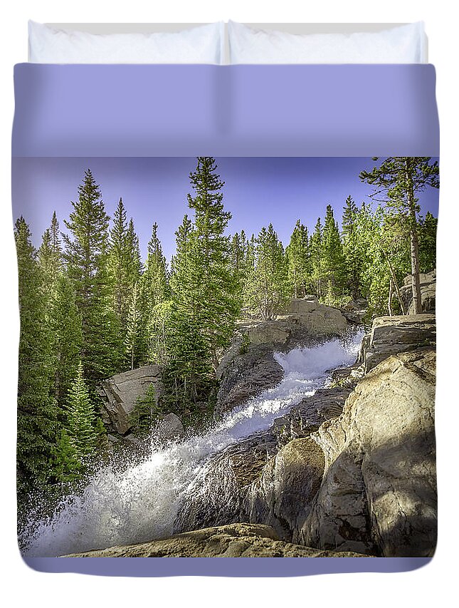 Colorado Duvet Cover featuring the photograph Alberta Falls by Mary Angelini