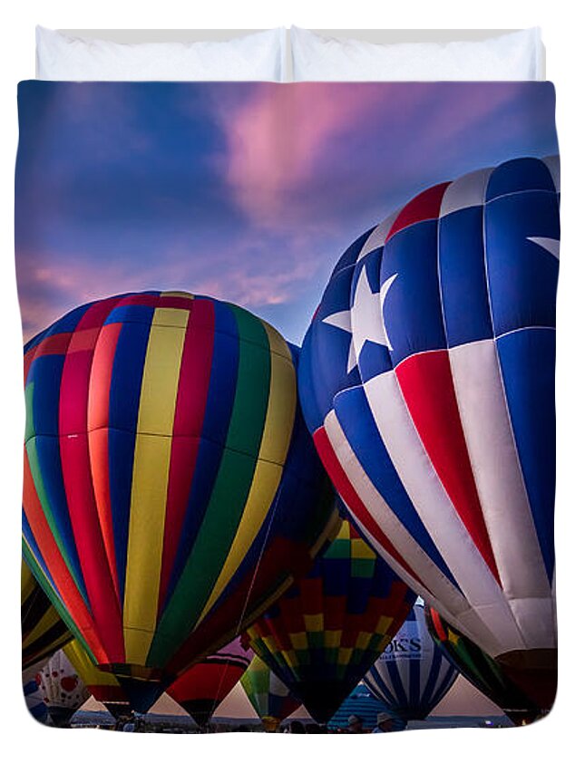 Albuquerque Duvet Cover featuring the photograph Albuquerque Hot Air Balloon Fiesta by Ron Pate