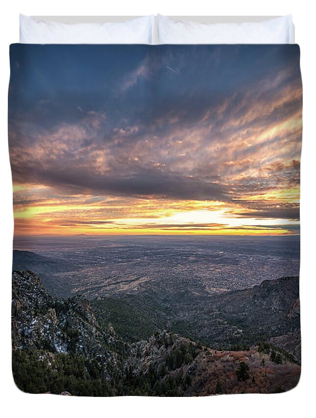 Albuquerque Duvet Cover featuring the photograph Albuquerque Sunset by Framing Places