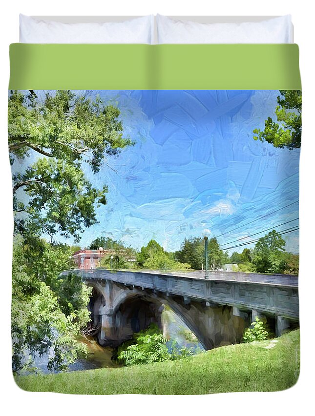 Alderson Memorial Bridge Duvet Cover featuring the photograph Alderson Memorial Bridge Alderson West Virginia by Kerri Farley