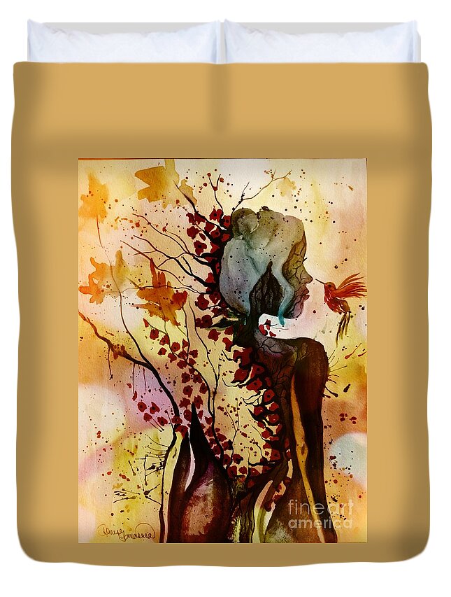 Abstract Duvet Cover featuring the painting Alex In Wonderland by Denise Tomasura