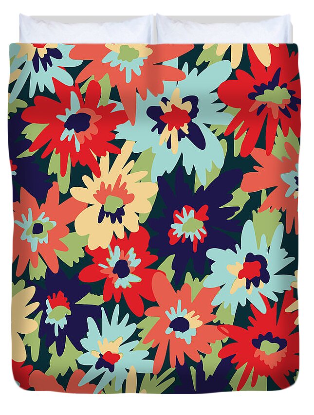 Illustration Duvet Cover featuring the digital art Alexa Floral by Lisa Raymond