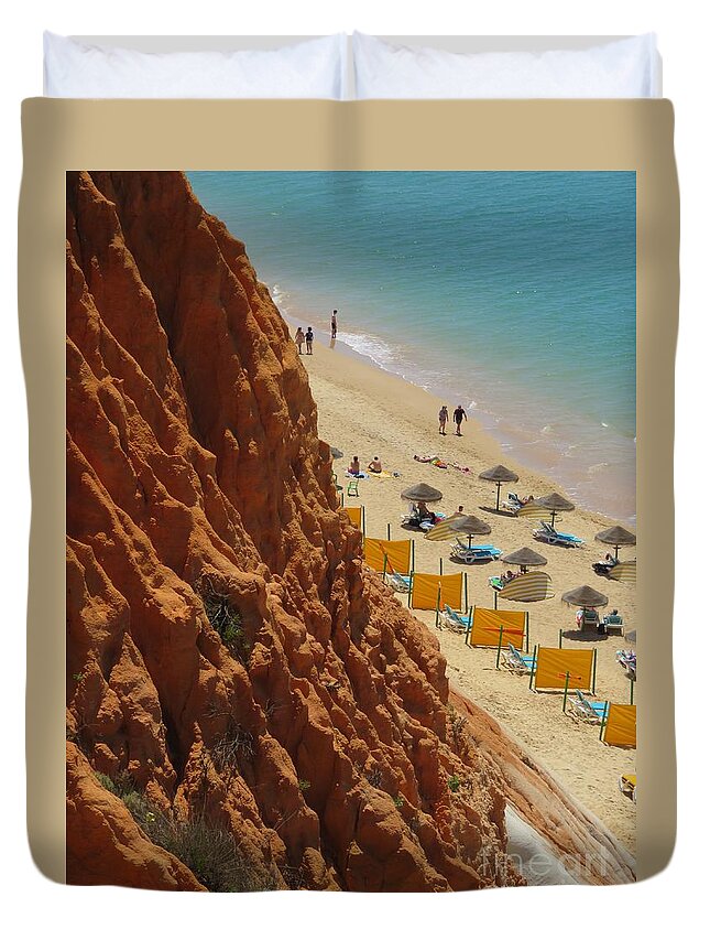 Seascape. Landscape Duvet Cover featuring the photograph Algarve Beach by Diana Rajala