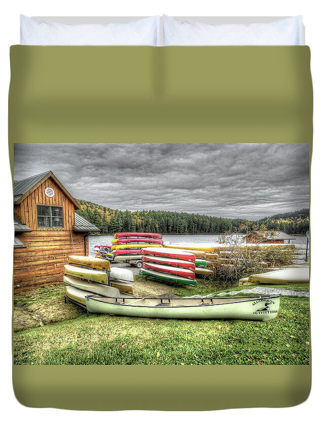 Algonquin Park Duvet Cover featuring the photograph Algonquin Outfitters Opeongo Lake by Leslie Montgomery