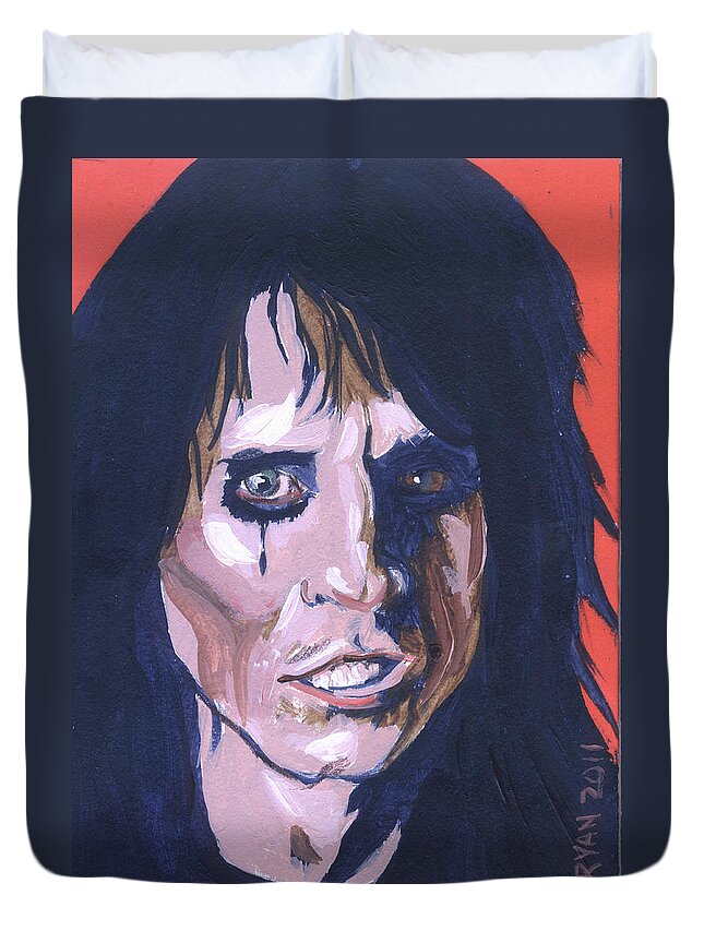 Alice Cooper Duvet Cover featuring the painting Alice Cooper by Bryan Bustard