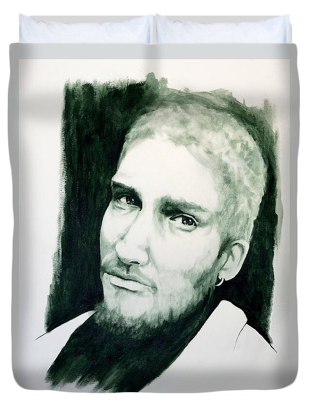 Musician Duvet Cover featuring the painting Alice N Chains by William Walts