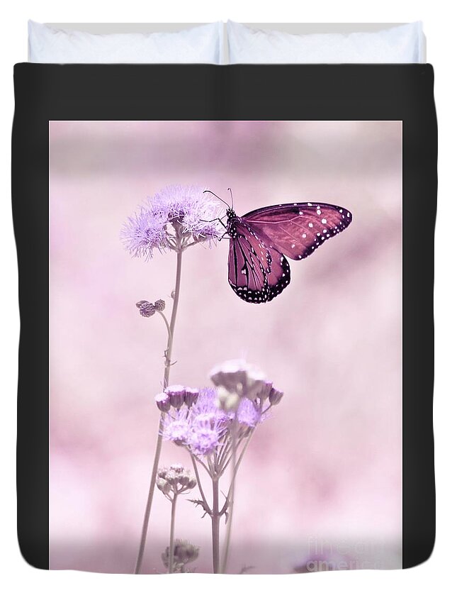 Flowers Duvet Cover featuring the digital art Alight by Sheila Ping