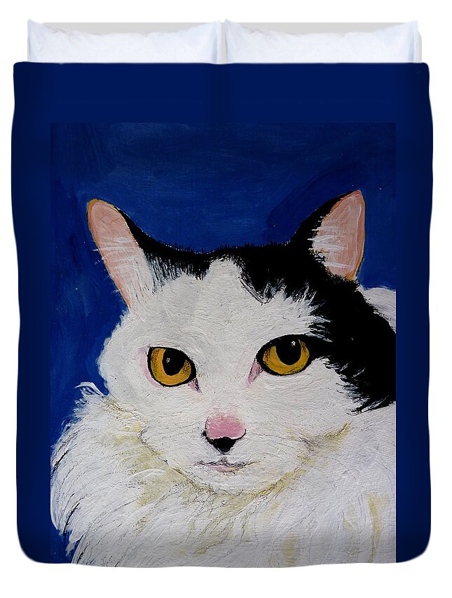 Cats Duvet Cover featuring the painting Alisha by Pj LockhArt
