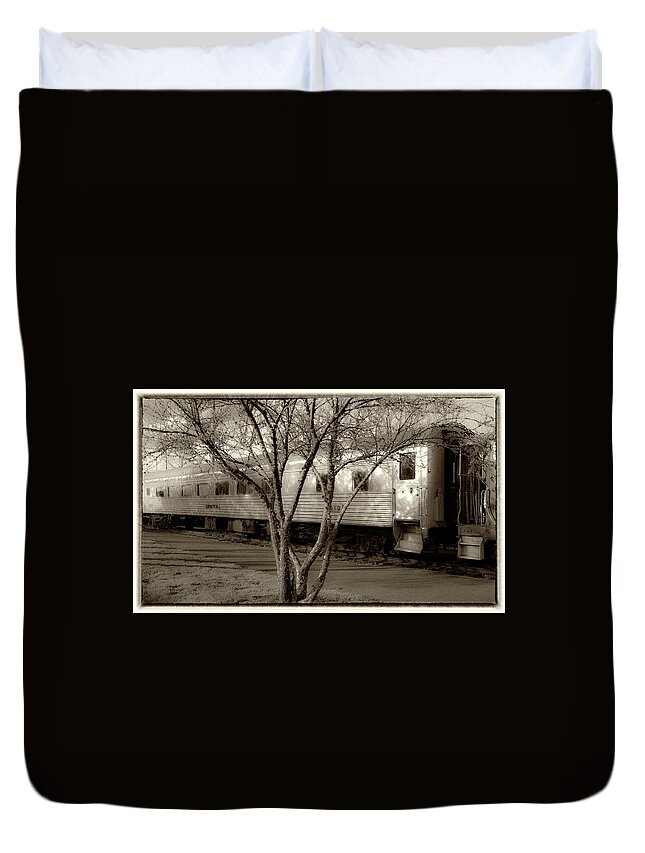 Railroad Duvet Cover featuring the photograph All Aboard by Jim Cook