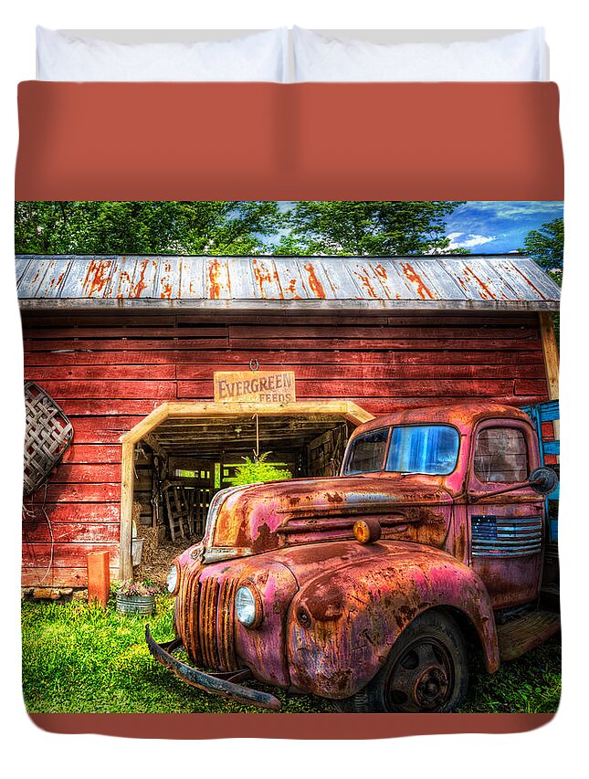 American Duvet Cover featuring the photograph All American Ford by Debra and Dave Vanderlaan