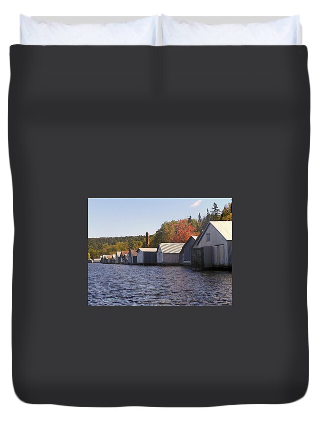 Lake Vermillion Duvet Cover featuring the photograph All In A Row by Li Newton