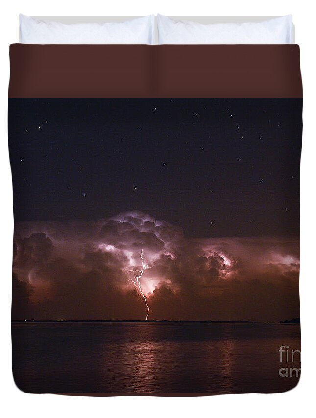 Lightning Duvet Cover featuring the photograph All Night Long by Quinn Sedam