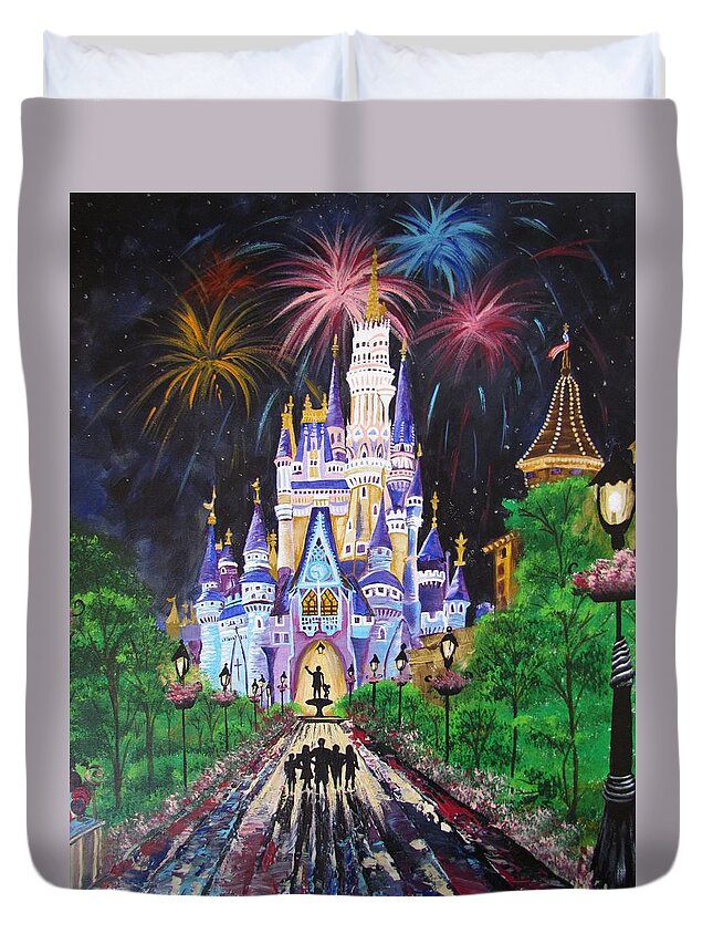 Disney Duvet Cover featuring the painting All Our Dreams Can Come True by Mandy Joy