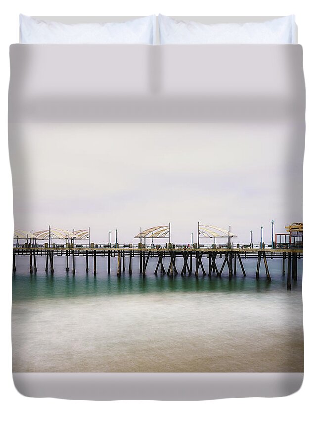 Multi Duvet Cover featuring the photograph All quiet on Redondo Pier by Michael Hope