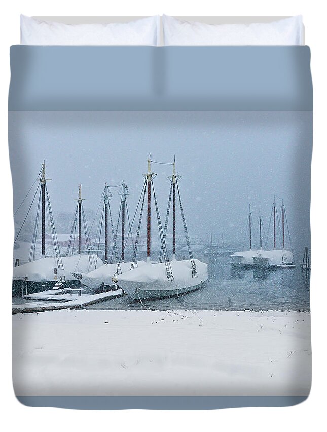 Windjammers Duvet Cover featuring the photograph All Tucked In by Jeff Cooper
