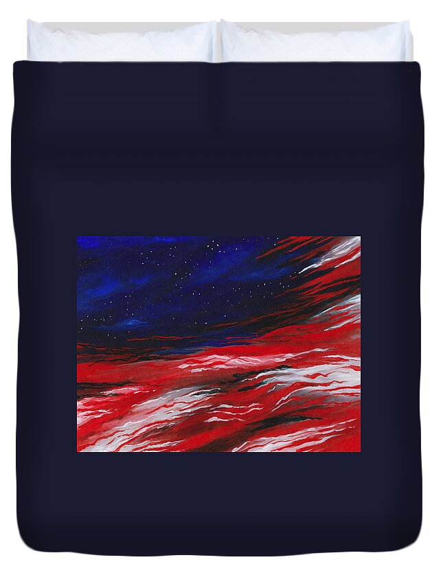 Patriotic Duvet Cover featuring the painting Allegiance by Stephanie Hollingsworth