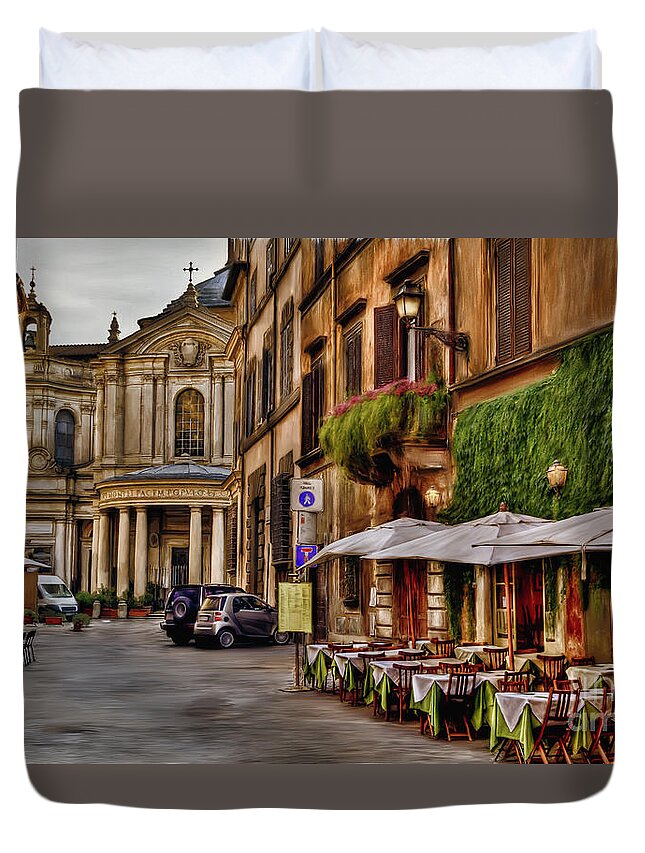 Alley Rome Duvet Cover featuring the painting Alley Rome by Gull G