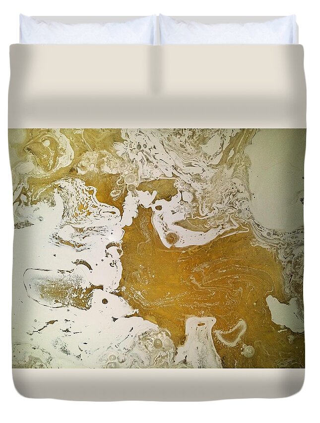 Abstract Expressionism Duvet Cover featuring the painting Alligator Head Amber Backflip by Gyula Julian Lovas