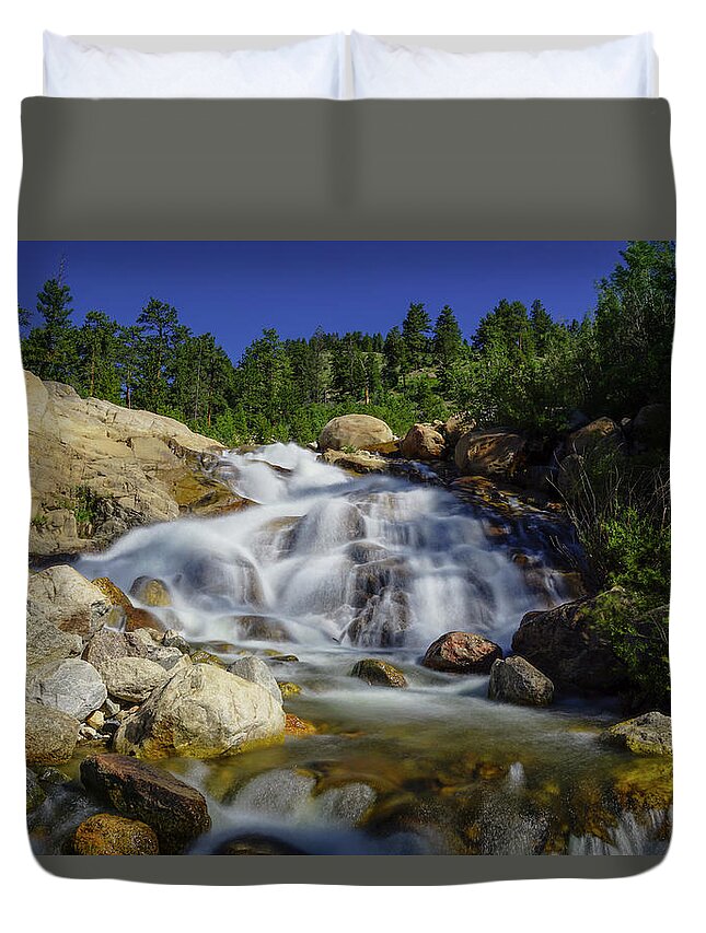 Rocky Duvet Cover featuring the photograph Alluvial Sands Water Fall by Sean Allen