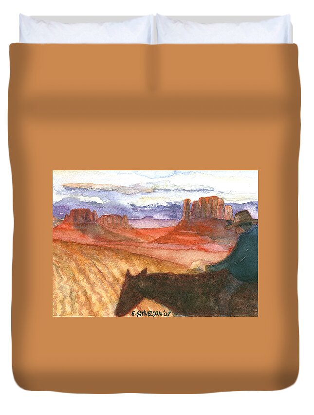 Navajo Duvet Cover featuring the painting Almost Home by Eric Samuelson