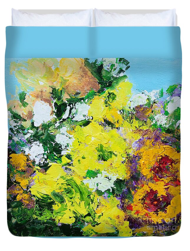 Flowers Duvet Cover featuring the painting Alnwick Garden by Allan P Friedlander