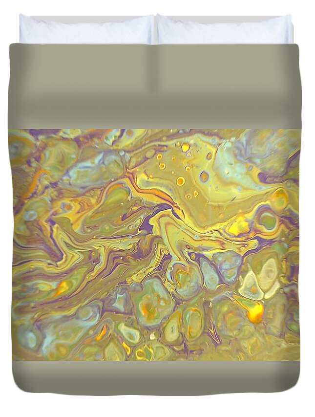 White Duvet Cover featuring the painting Alone by C Maria Wall
