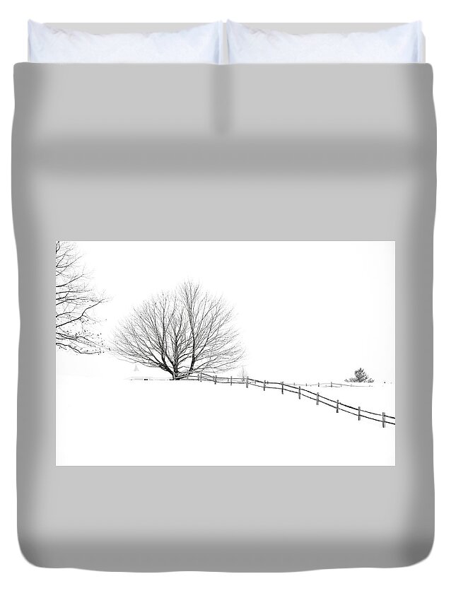 Winter Duvet Cover featuring the photograph Alone by Jeff Cooper