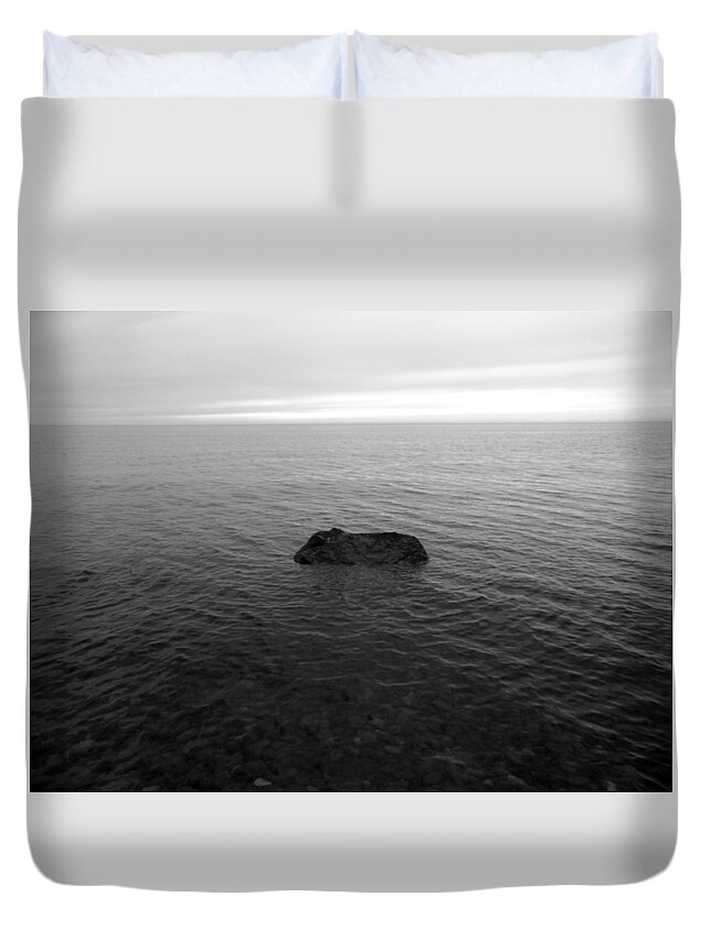 Mclain Duvet Cover featuring the photograph Alone by Two Bridges North